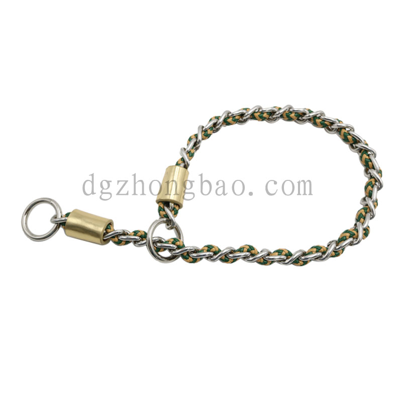 Cuerda de cuero a través de la cadena resistente a la abrasión collar de cuerda de tracción para mascotas